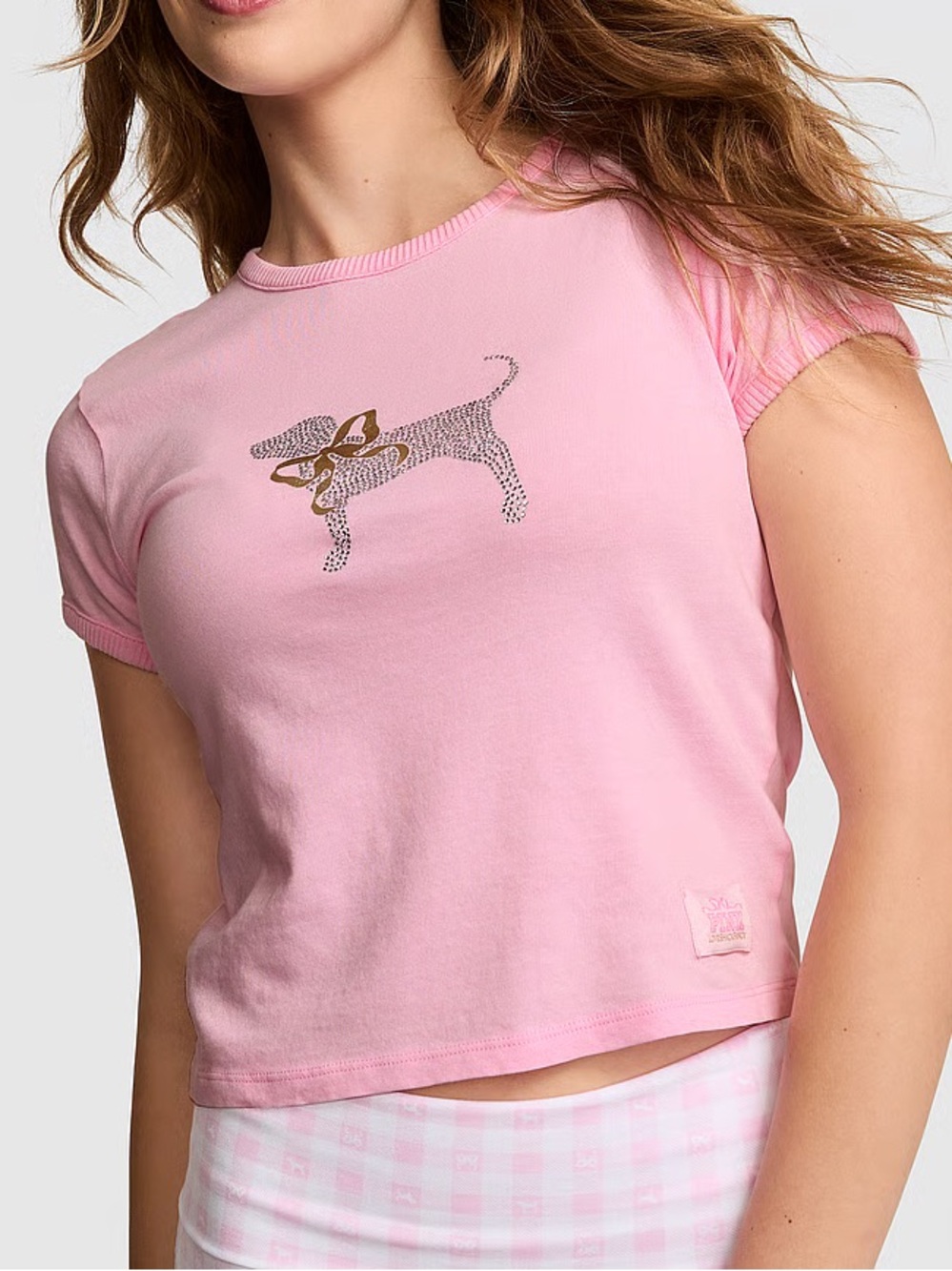 PINK X LOVESHACKFANCY RETRO COTTON TEE size S